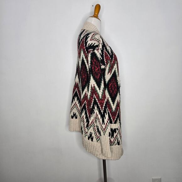 Vintage Y2K Mossimo Tribal Cardigan Grandpa Open Longline Cozy Women Medium - Picture 2 of 13